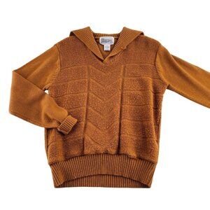 Alexxus Womens Vintage Acrylic Pullover Sweater Rust V-Neck Long Sleeve sz Large